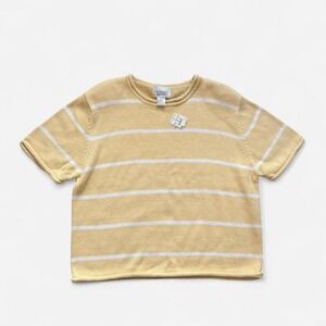 Deadstock NWT Striped Sweater Christopher & Banks Short Roll Sleeve Knit Women L
